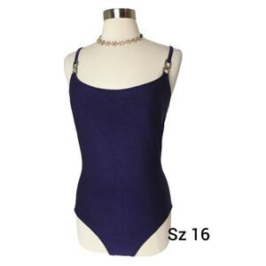 Women's One Piece Swimsuit 16 Bling Tummy Control Slim Swimwear Purple Size 16